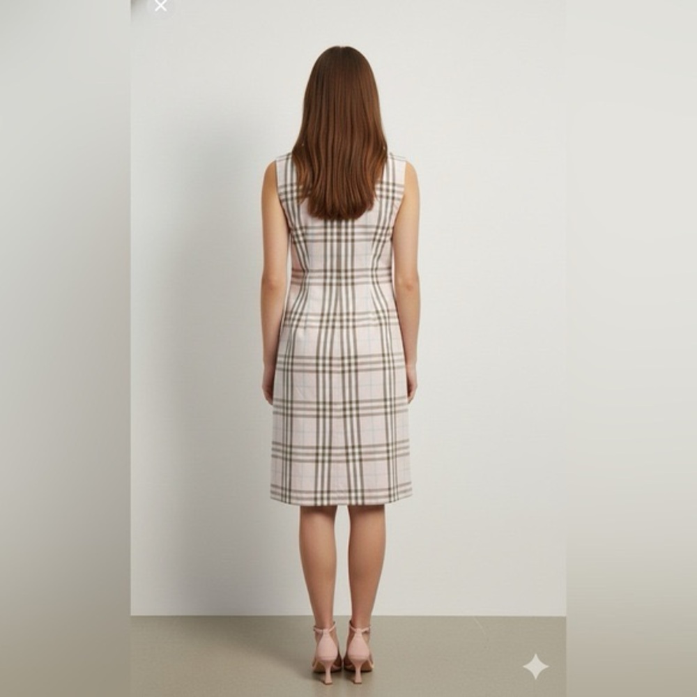 Burberry Pink Nova Check Plaid Print Knee Length Dress size 12 - Picture 2 of 16